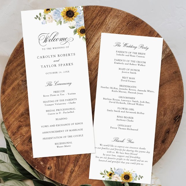 Programa de Boda Rústico Floral Azul Polvoriento d (Subido por el creador)