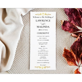 Programa de Boda Sencilla Elegante Monograma de Or