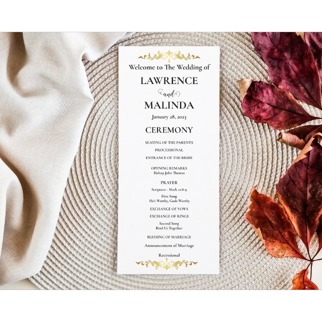 Programa de Boda Sencilla Elegante Monograma de Or (Subido por el creador)