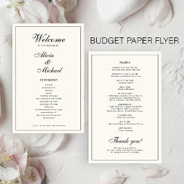 Programa de boda sencillo elegante negro marfil pr
