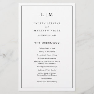 Programa de Boda Sencillo en Blanco y Negro con Pr