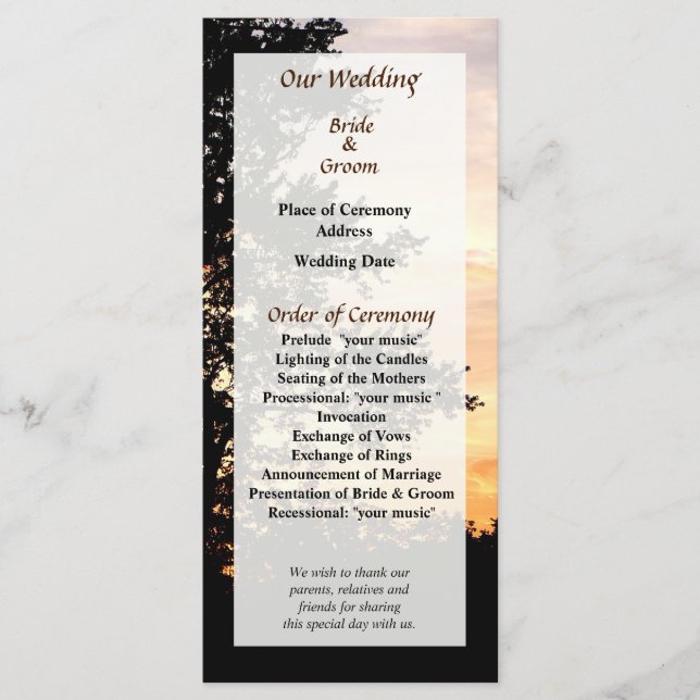 Programa de Boda Silueta de Árboles (Anverso)