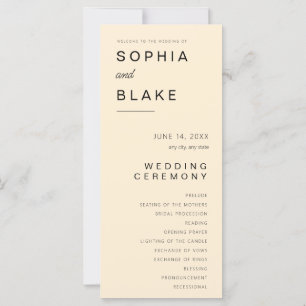 Programa de Boda Simple Minimalista Papaya Whip