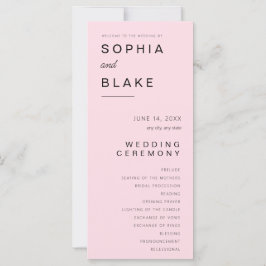 Programa de Boda Simple Minimalista Rosa Suave