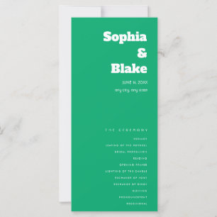 Programa de Boda Simple Minimalista Verde Jade