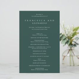 Programa de Boda Simple Verde Esmeralda Clásico