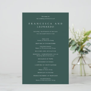 Programa de Boda Simple Verde Esmeralda Clásico