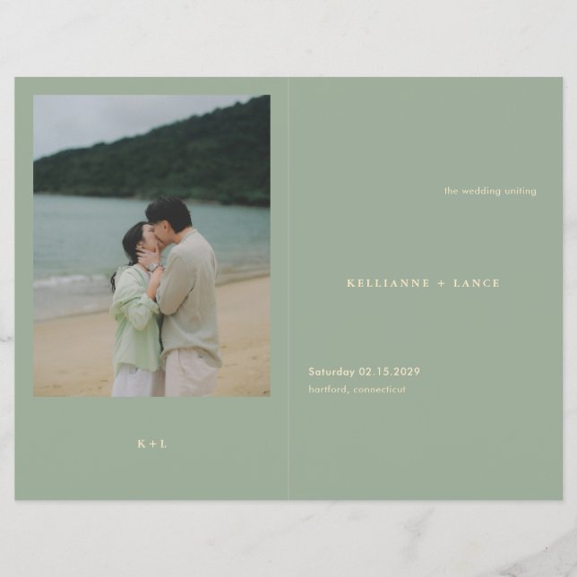 Programa de Boda Simple Verde Sage Moderno (Frente)