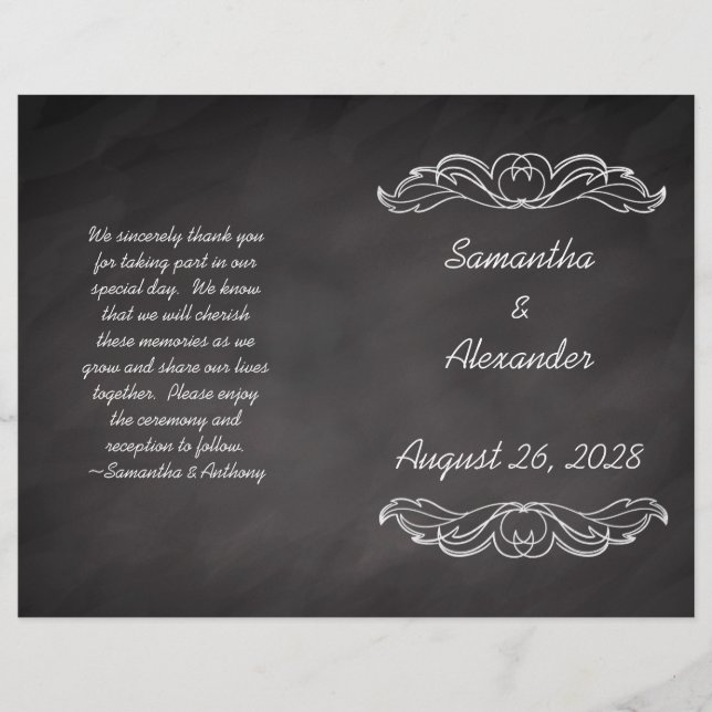 Programa de Boda Slate Chalkboard (Anverso)