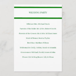 Programa de Boda Tarjeta con Borde Verde Minimalis