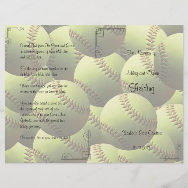 Programa de Boda Temática Boda Deportivo de Softba (Anverso)