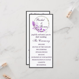 Programa de boda temático de glicina púrpura