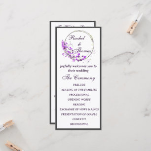 Programa de boda temático de glicina púrpura
