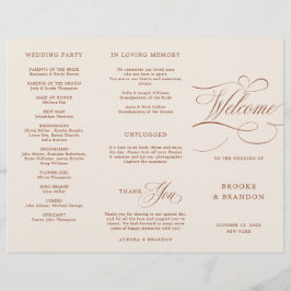 Programa de Boda Terracotta Boho de caligrafía mod