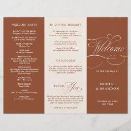 Programa de Boda Terracotta Boho de caligrafía mod