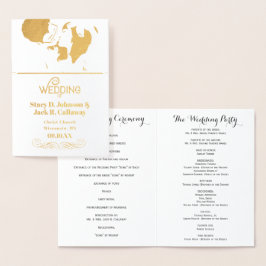 PROGRAMA DE BODA Tipografía de confeti de oro
