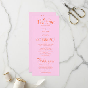 Programa de Boda Tipografía Moderna Rosa Naranja