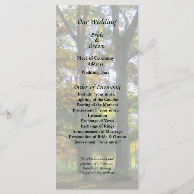 Programa de Boda Toque de Otoño (Anverso)