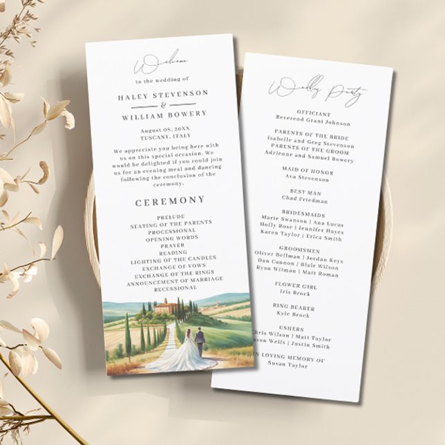 Programa de Boda Toscana Italia Watercolor Skyline (Subido por el creador)