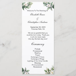 Programa de Boda Tradicional de Floral Verde Blanc