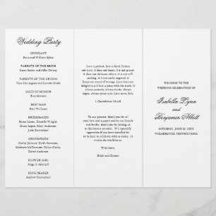 Programa de boda tradicional en blanco y negro