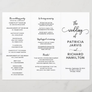 Programa de Boda Tri-fold Minimalista Elegante