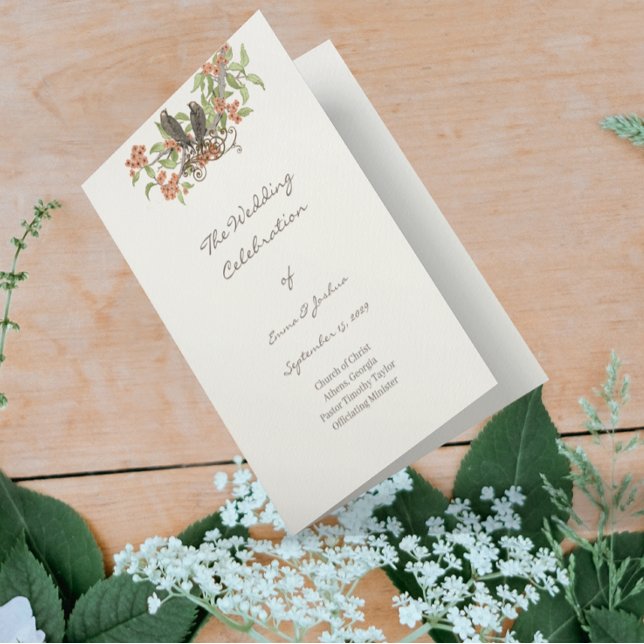 Programa de Boda TriFold Bosque Encantado de Coral (Subido por el creador)