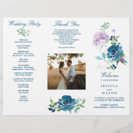 Programa de boda trifold Editable Midnight Blooms