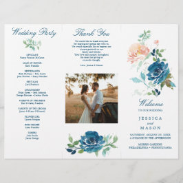 Programa de boda trifold Editable Midnight Blooms