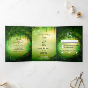 Programa de Boda Trifold Enchanted Forest Woods