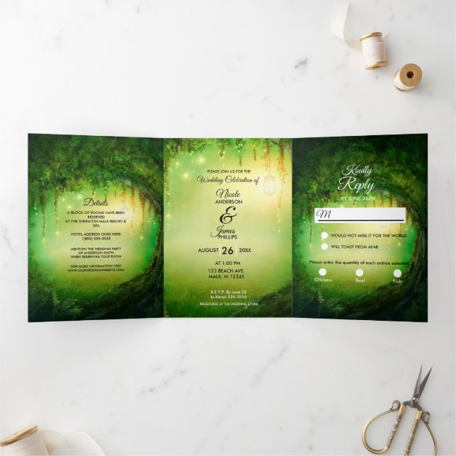 Programa de Boda Trifold Enchanted Forest Woods (Interior)