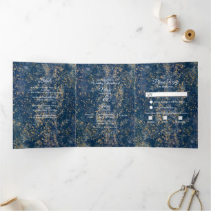 Programa de Boda Trifold Moderno con Salpicaduras 