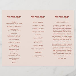 Programa de Boda Trifolio Rosa Melocotón Retro con