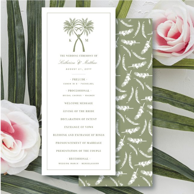 Programa de Boda Tropical de Palmeras con Sangre V (Green Knotted Palm Trees Tropical Wedding Program @ fatfatin_blue_knot)