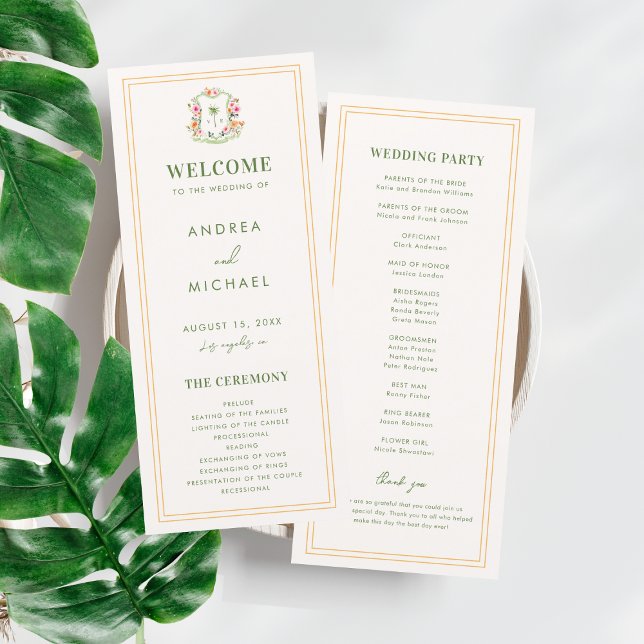 Programa de Boda Tropical Monograma de Árbol de Pa (Subido por el creador)