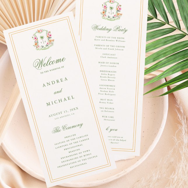 Programa de Boda Tropical Monograma de Árbol de Pa (Subido por el creador)