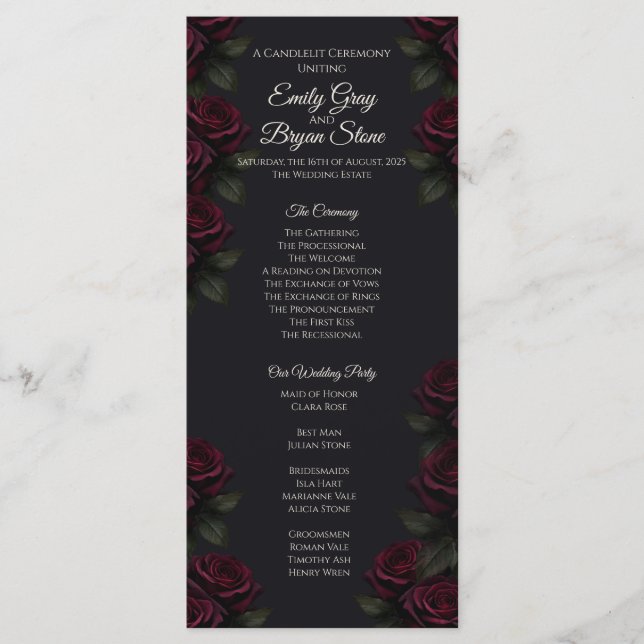 Programa de Boda Velvet Rose (Flat Lay) (Anverso)