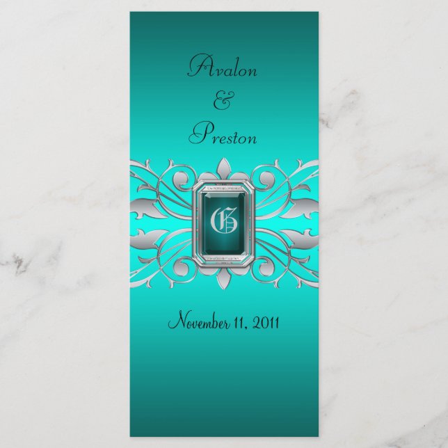 Programa de Boda Verde azulada de Deslizamiento Pl (Anverso)