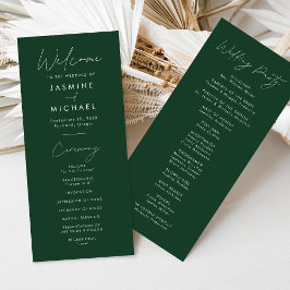 Programa de Boda Verde con Letra Moderna