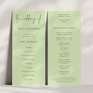 Programa de Boda Verde con Lime Cream con guión mo