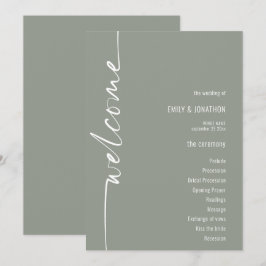 Programa de Boda Verde de Caligrafía Rotada