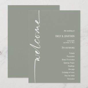 Programa de Boda Verde de Caligrafía Rotada