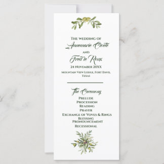 Programa de Boda Verde de Oliva Moderna