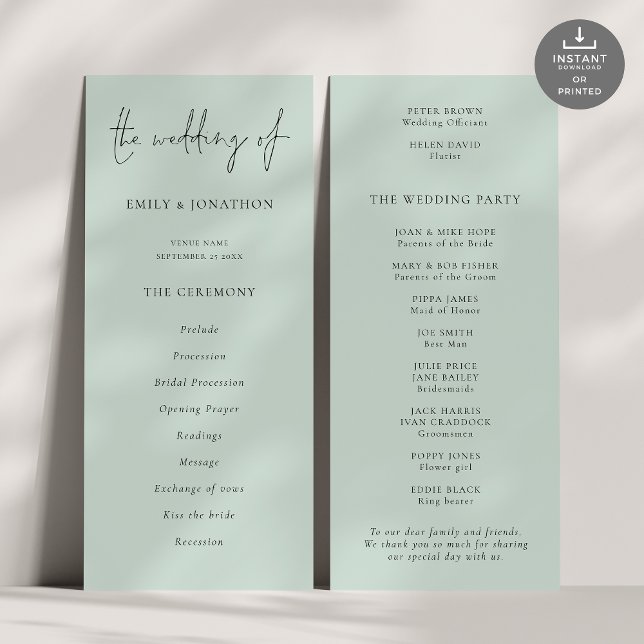 Programa de Boda Verde en la Casa de la Moneda con (Front and back view)