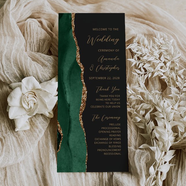 Programa de Boda Verde Esmeralda Dorado Ágata Oscu (Subido por el creador)