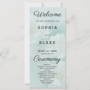 Programa de Boda Verde Floral Blanca y Ligera