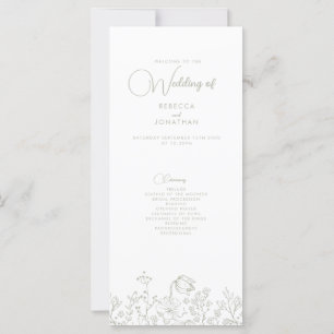 Programa de Boda Verde Floral de Flor Silvestre