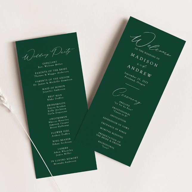 Programa de Boda Verde Moderno y Elegante (Subido por el creador)