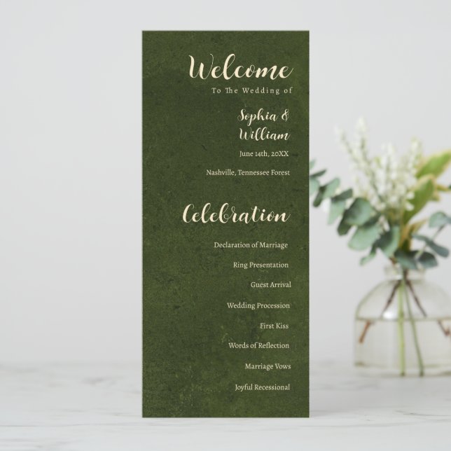 Programa de Boda Verde Oliva, Ceremonia de Boda (Anverso de pie)