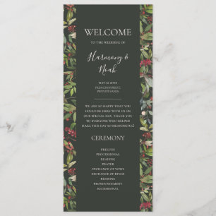 Programa de Boda Verde Oscura Botánica de Moda de